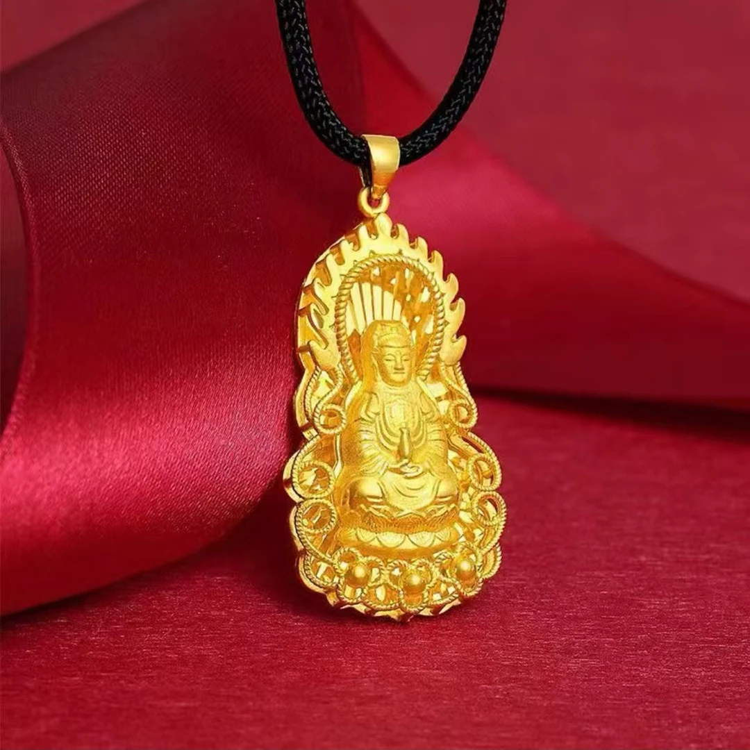 合金吊坠 火焰观音饰品精美时尚挂坠气质轻奢传承大气金色项链