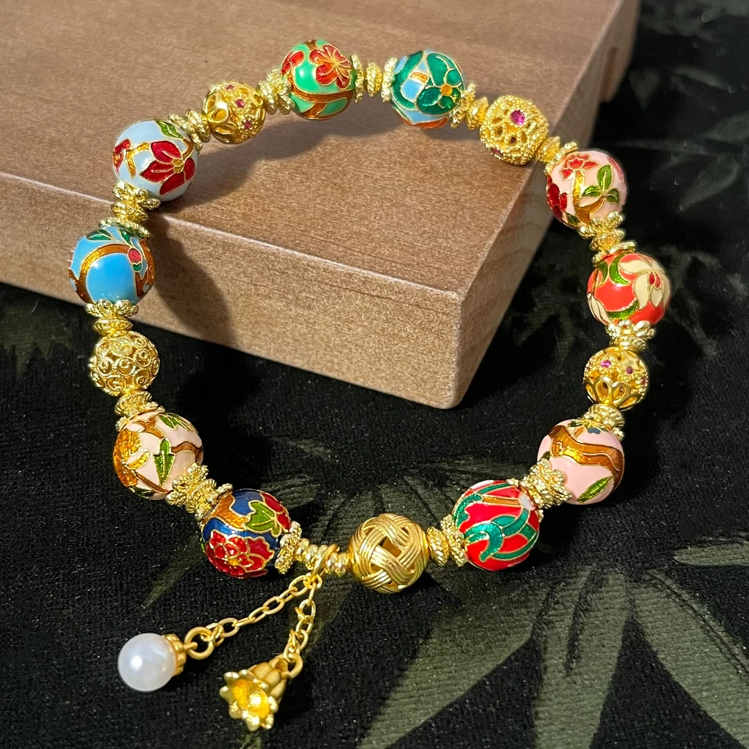 合金手链 十二花神手串古法轻奢镶嵌烧蓝国风