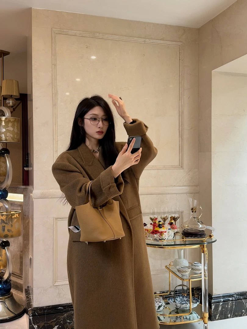 施施专属《爸爸的西装大衣长款》宽松设计师双面羊毛大衣