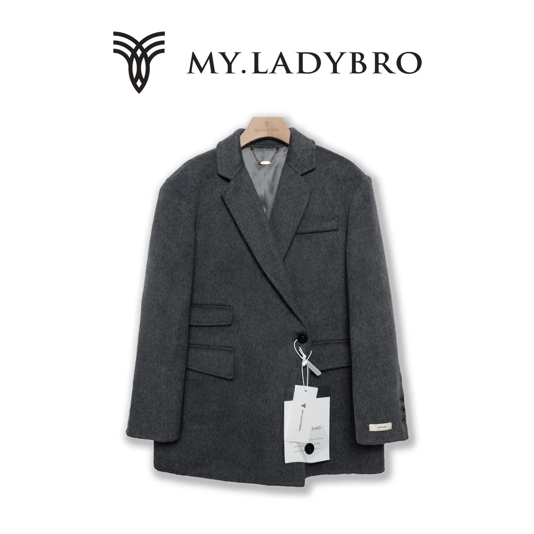 MY.LADYBRO【绮总】《三兜》阔版西服纯色时尚休闲双面呢大衣
