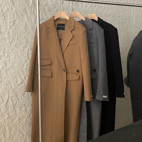 《长三兜》阔版西服双面羊毛纯色时尚休闲双面呢大衣