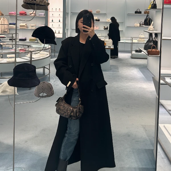 MY.LADYBRO《红予黑》百搭时尚女士气质休闲设计师双面呢大衣