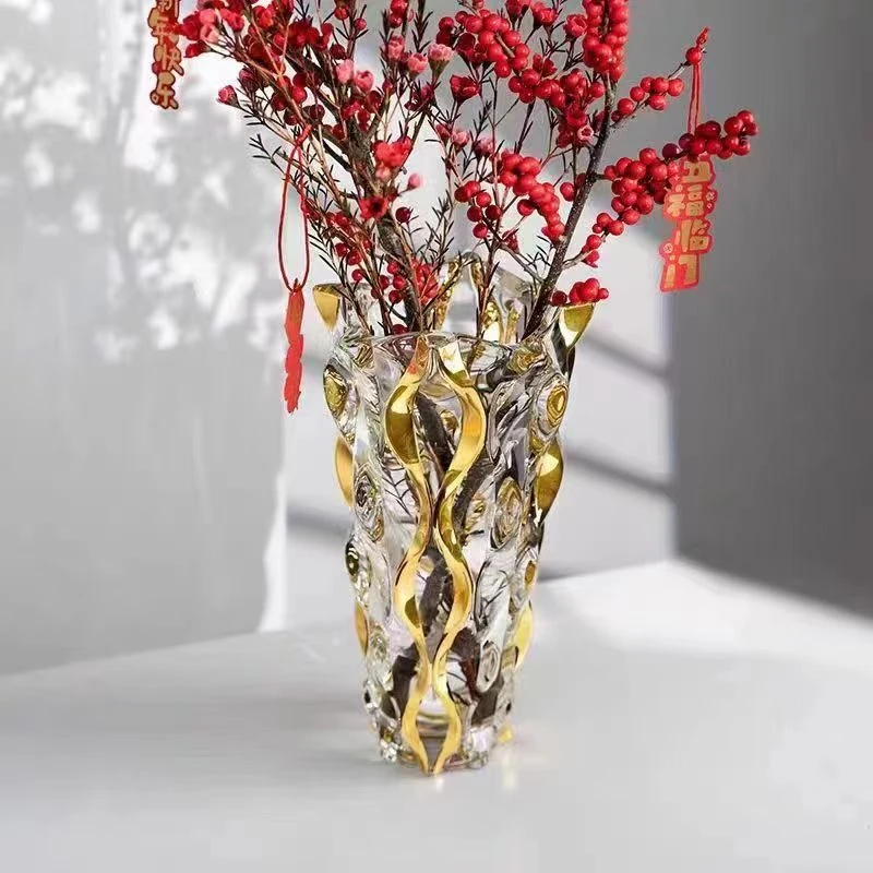 金榜题名水晶玻璃花瓶透明台面欧式简约家居创意水养