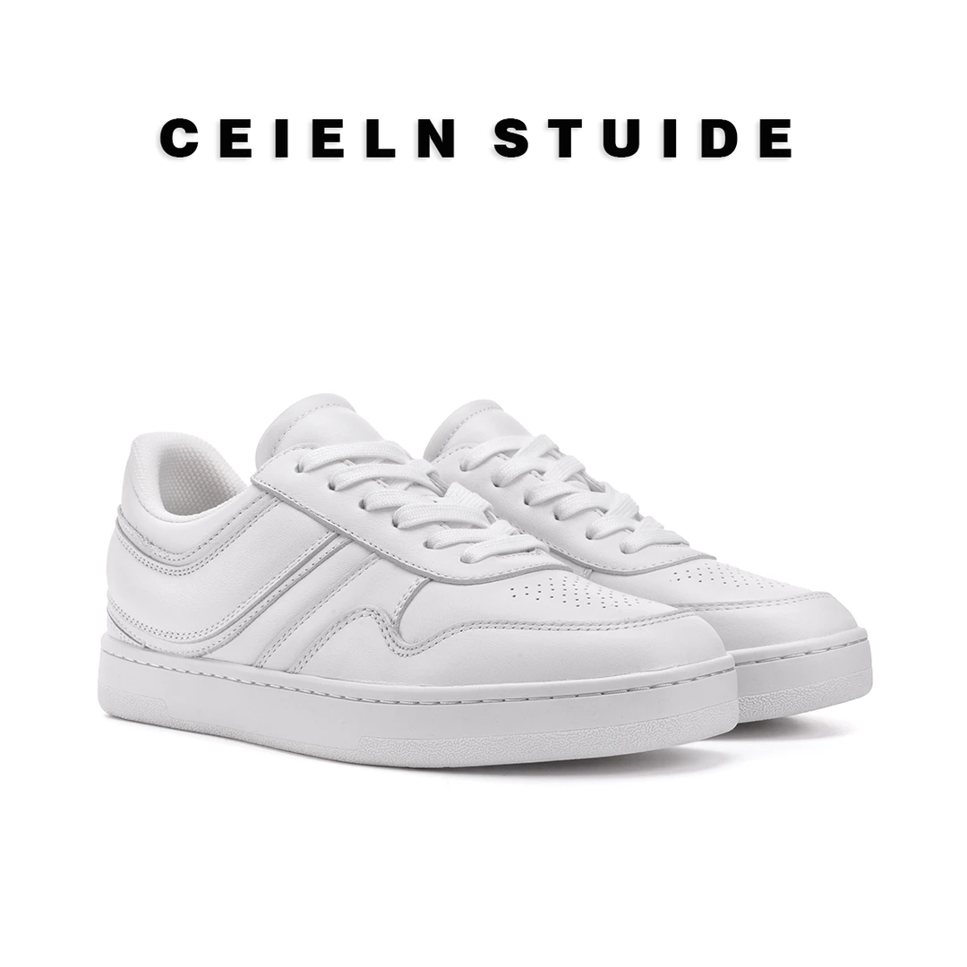 CEIELNSTUIDE/T7706低帮休闲小白鞋牛皮面休闲百搭系带运动板鞋