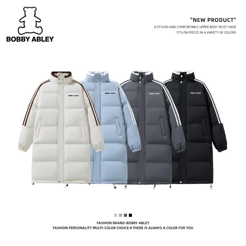 BOBBY ABLEY中长款休闲棉服两条杠拉条织男女同款百搭情侣BY联名