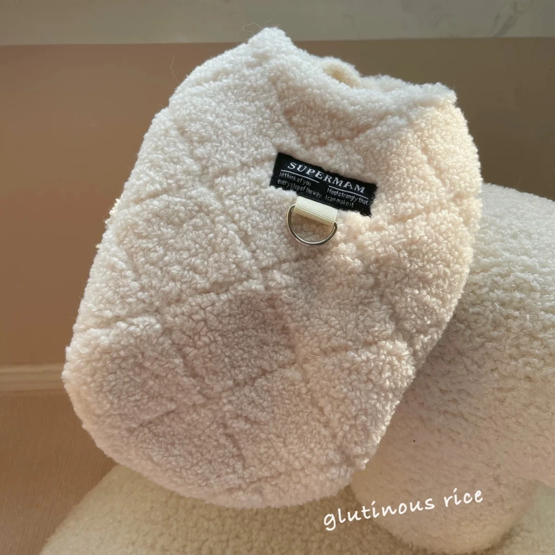 LOYANYY羔毛马甲外套奶油风狗狗衣服温柔可爱小猫衣服带牵引扣