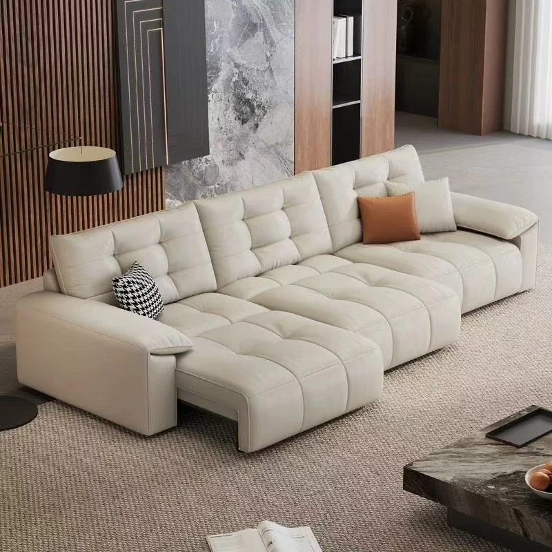 电动沙发床头层牛皮客厅现代简约伸缩直排功能沙发智能沙发新款