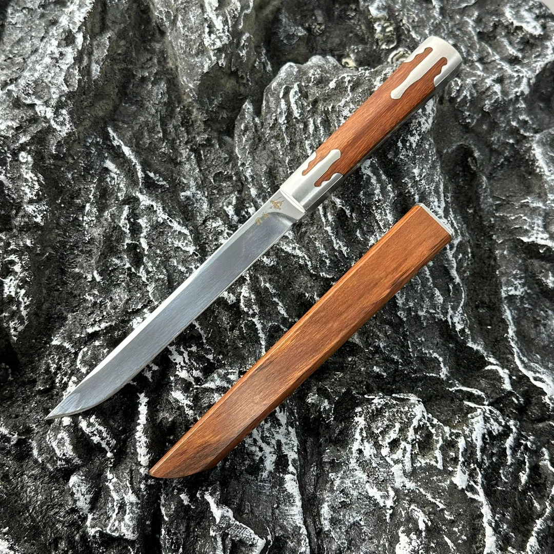 【玛莎】特制钢镜面一体木鞘多功能户外野营刀家用实用水果削皮刀