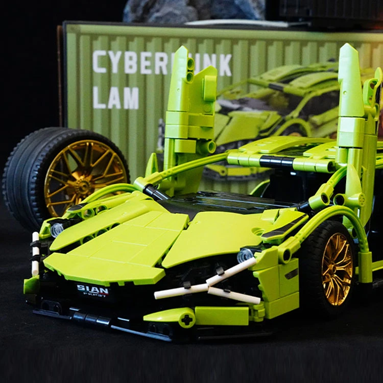 1280颗粒1:14兰博基尼拼装积木跑车手工科技拼搭玩具