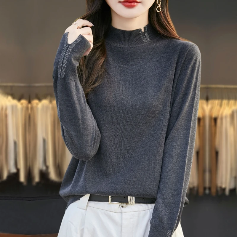半高领打底衫女内搭高级感毛衣秋冬2024新款宽松显瘦百搭针织上衣