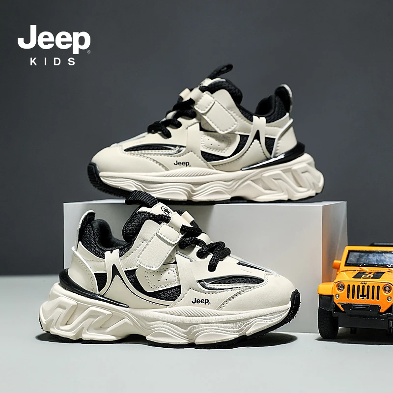 jeep男童运动鞋2023春季新款儿童老爹鞋软底网面休闲鞋女童跑步鞋