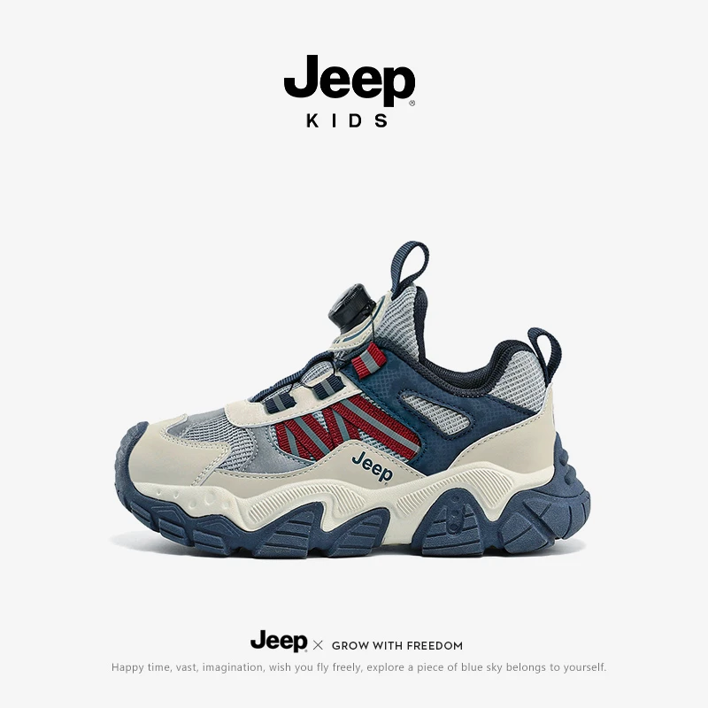 jeep儿童老爹鞋2025新款春秋网面跑步鞋子软底童鞋女童运动鞋男童