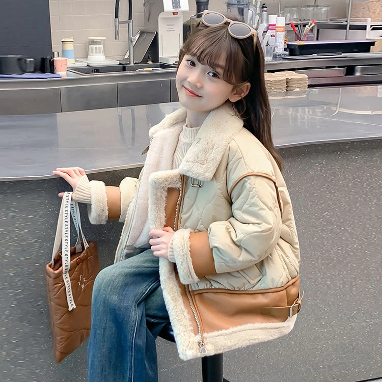 【小沐然童坊】女童加绒外套冬装2023新款童装中大童冬款加厚派克