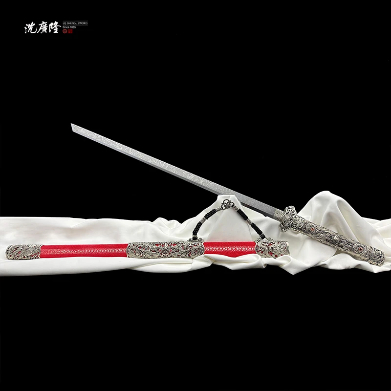 龙泉沈广隆-傲天唐刀 陨铁 白铜 红鱼皮 宝剑 手工 唐横刀 未开刃