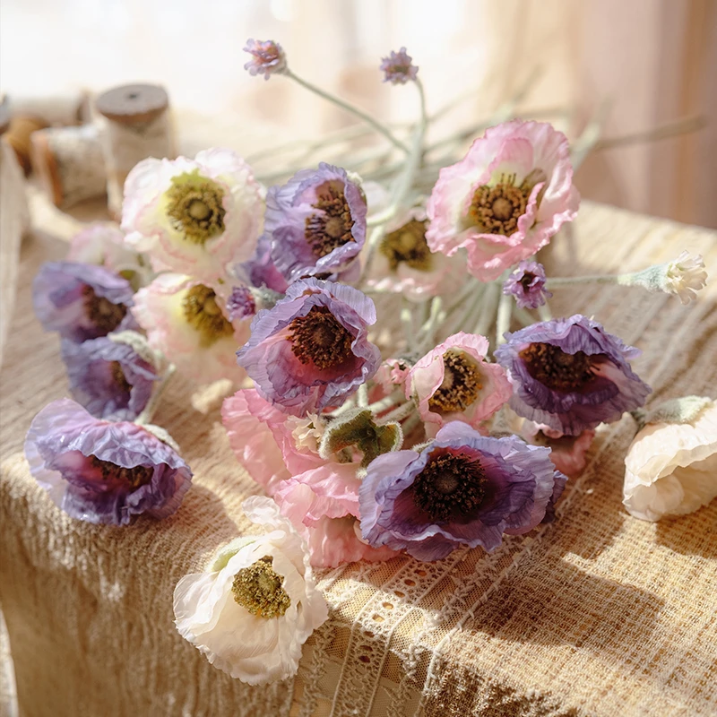 【虞美人单支合集】新款轻奢高档仿真花客厅餐桌卧室装饰家居摆件