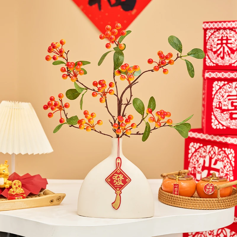 【吉祥果】高仿真花假花发财果家居饰品  摆件轻奢清新简约