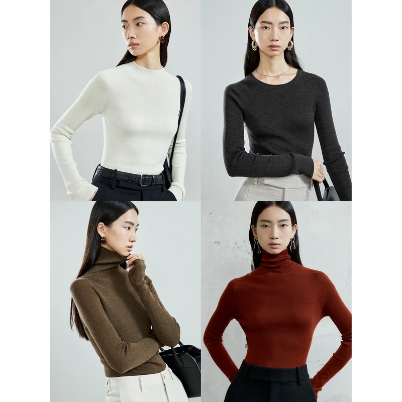 MRS Studios德国扬子纱120s 无缝高领套指 蓄热保暖打底衫羊毛衫