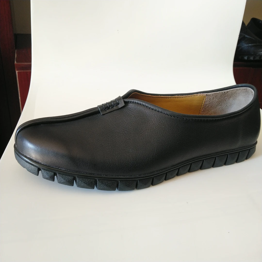 私人定制现货清仓头层牛皮43码男式老头鞋道家僧侣休闲皮鞋dm23