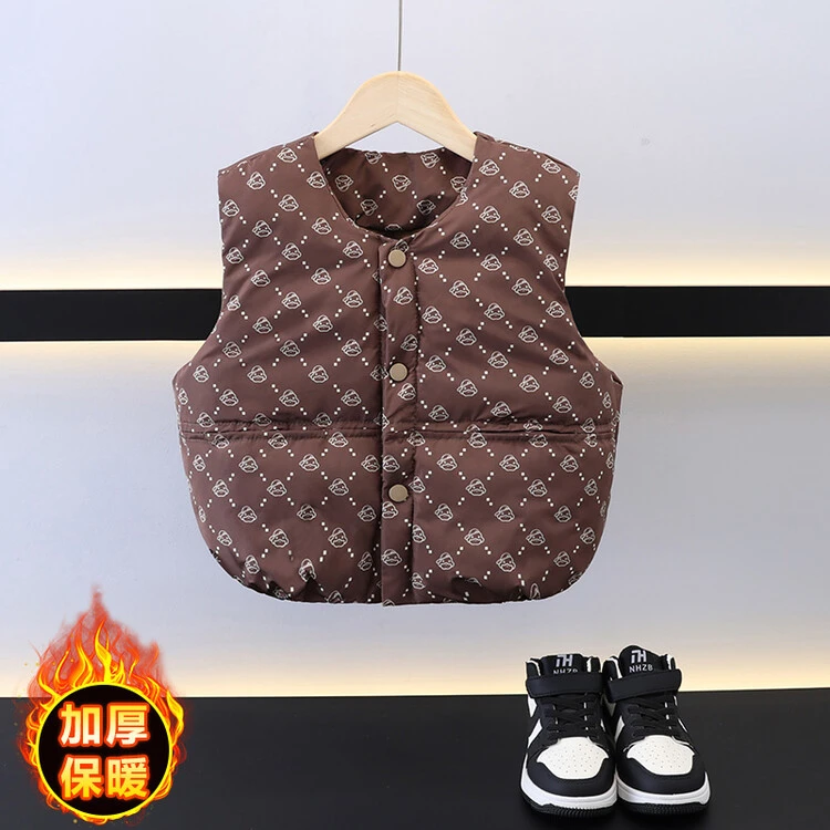小黄鸭儿童马甲秋冬季2024新款男童女童冬款洋气外穿棉马夹韩版
