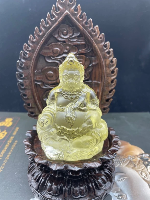天然黄水晶黄财神摆件家居玄关柜摆件办公桌摆件