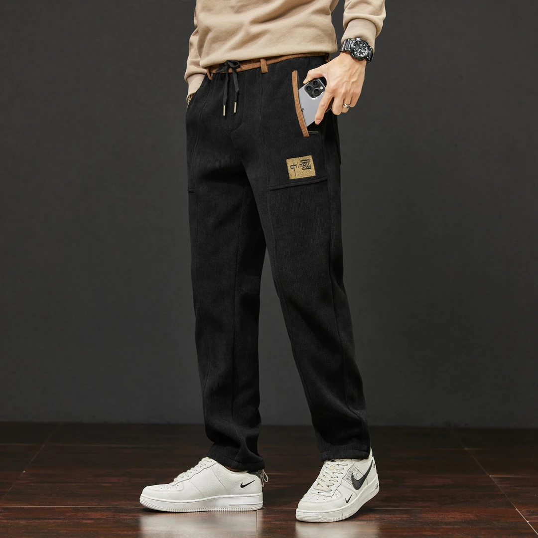 大白鲨秋季新款欧棉绒休闲男裤直筒卫裤宽松潮牌加厚百搭运动长裤