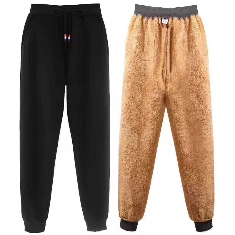 秋冬新款加绒加厚可以外穿束脚裤运动裤宽松