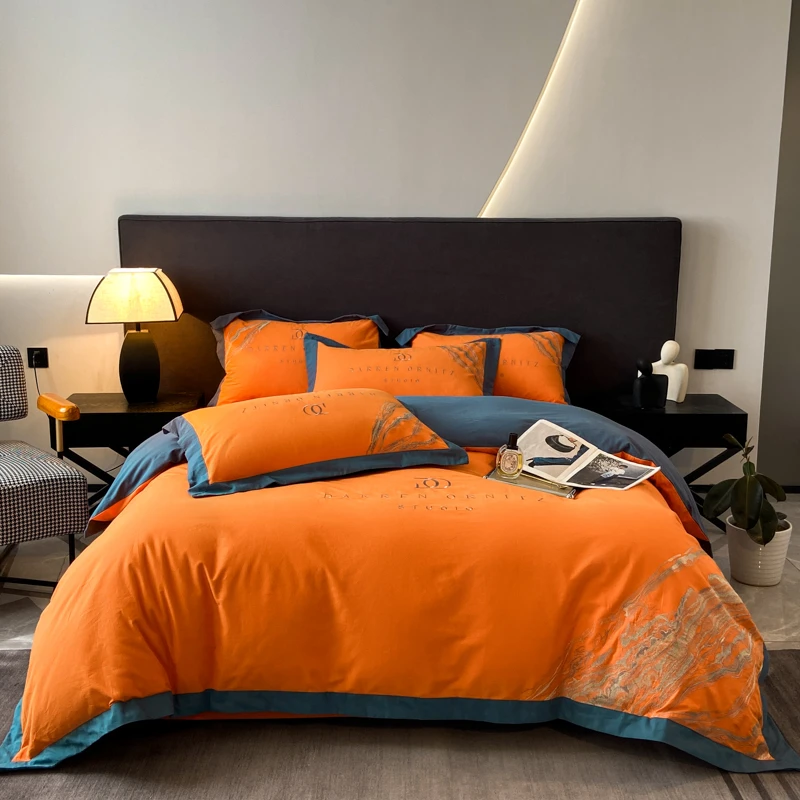 2025高端美式轻奢长绒棉拼角宽边全棉纯棉床品