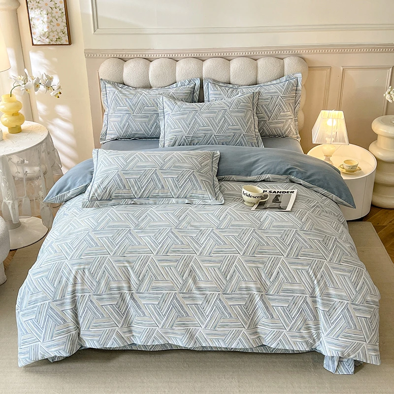 2025新品加厚纯棉全棉床上四件套简约柔软亲肤透气床品印花斜纹