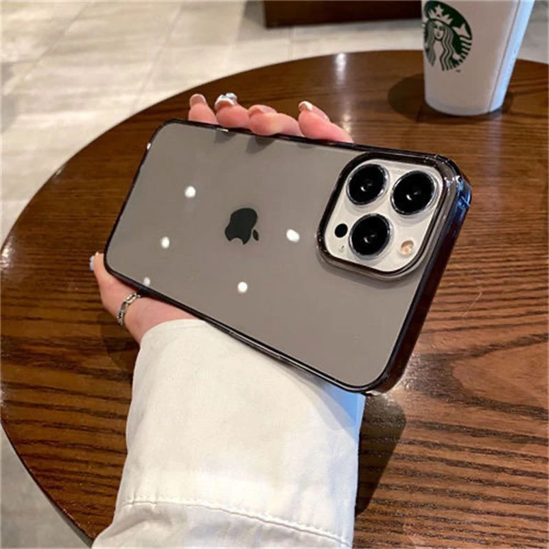 不发黄PC超薄透明硬壳苹果14promax手机壳iPhone12/13Pro透黑壳11