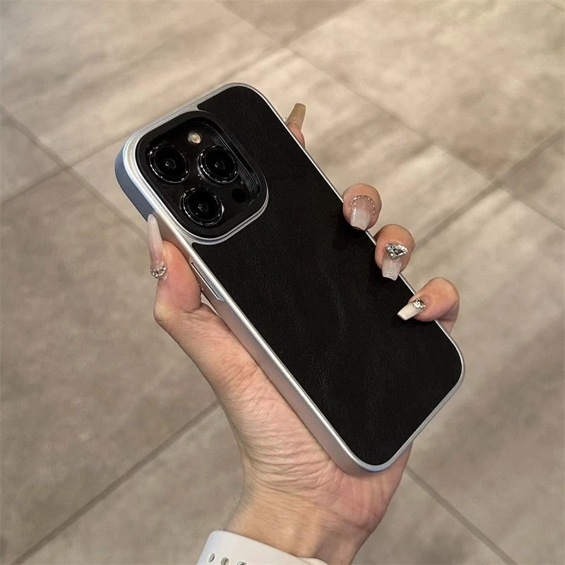 高级感苹果15promax手机壳iPhone14简约皮纹13防摔12男女11防摔套