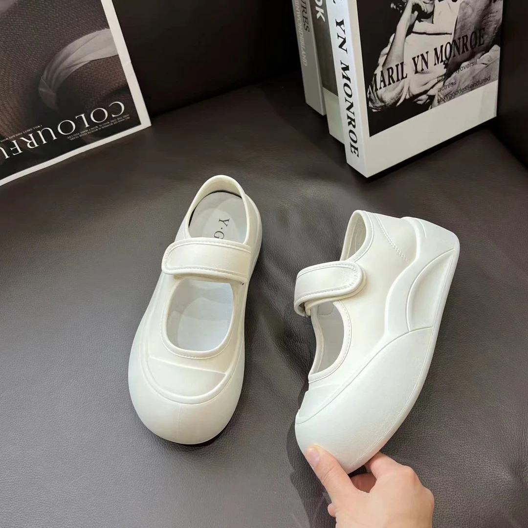 2024春夏百搭透气软底休闲厚底女鞋面包鞋