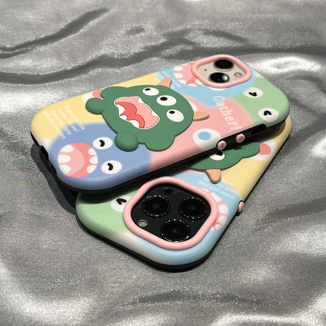 卡通可爱立体三眼怪iPhone14Promax苹果13手机壳创意12网红11情侣