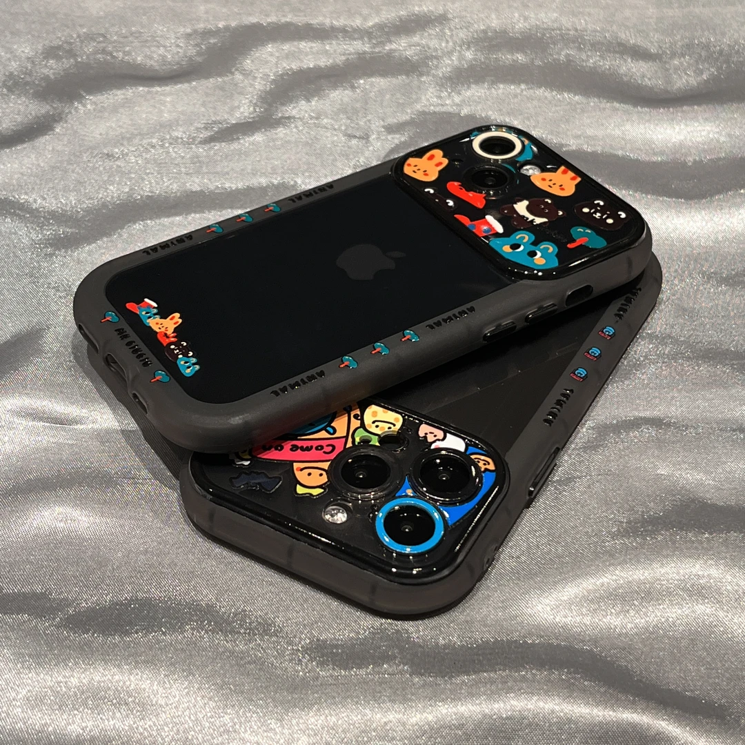 超酷视窗卡通怪兽适用苹果15手机壳iPhone14Promax气囊13防摔12软