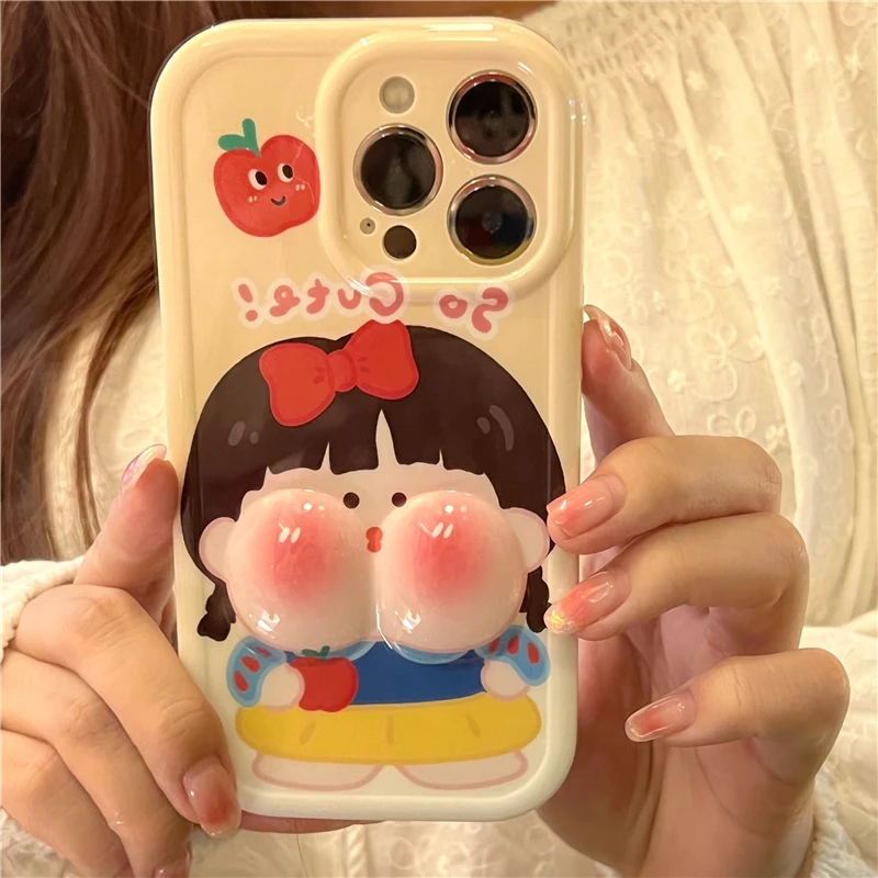 可爱卡通胖嘟嘟美少女公主苹果14手机壳iPhone13promax新款12立体