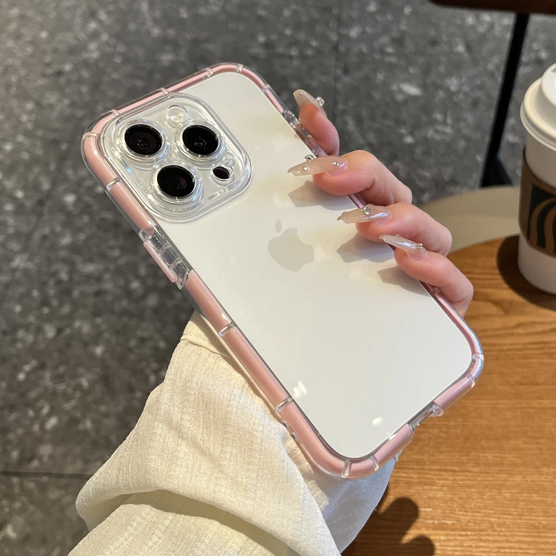 飞虎胜ins彩边夜光适用苹果15手机壳iPhone14promax透明13高级感