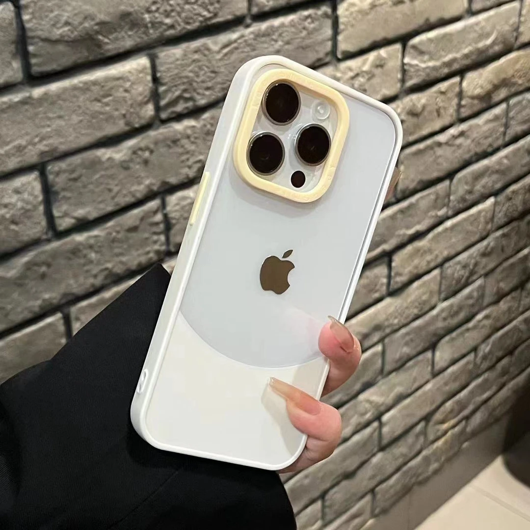 飞虎胜透明拼接适用苹果15promax手机壳iPhone16简约14撞色13软套