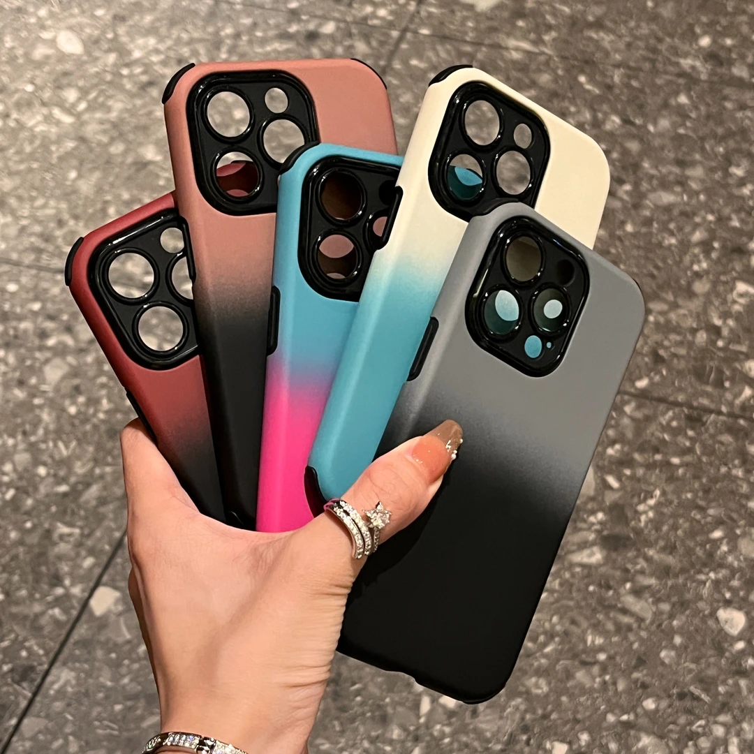 飞虎胜适用苹果15手机壳渐变四角防摔iPhone14Promax肤感13保护套