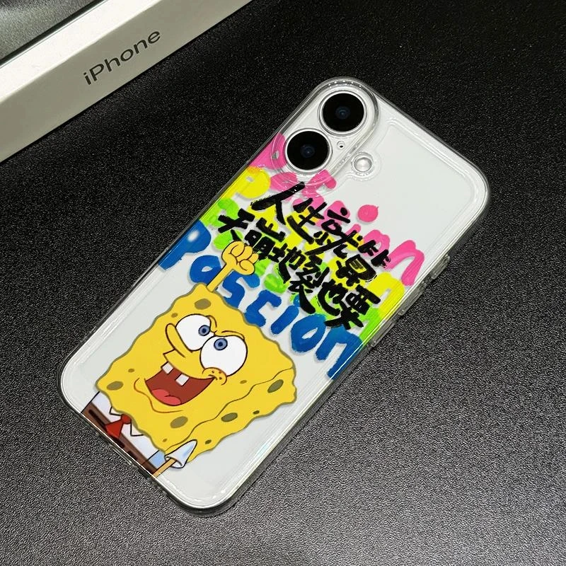 飞虎胜海绵宝宝人生适用iPhone16手机壳华为VIVO小米透明OPPO防摔