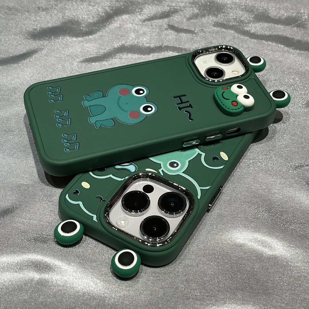 超萌卡通小青蛙立体眼睛iPhone14Promax苹果13手机壳新款12硅胶11