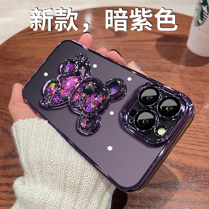 流沙潮牌暴力熊适用iPhone14promax手机壳新款12电镀苹果13硅胶11