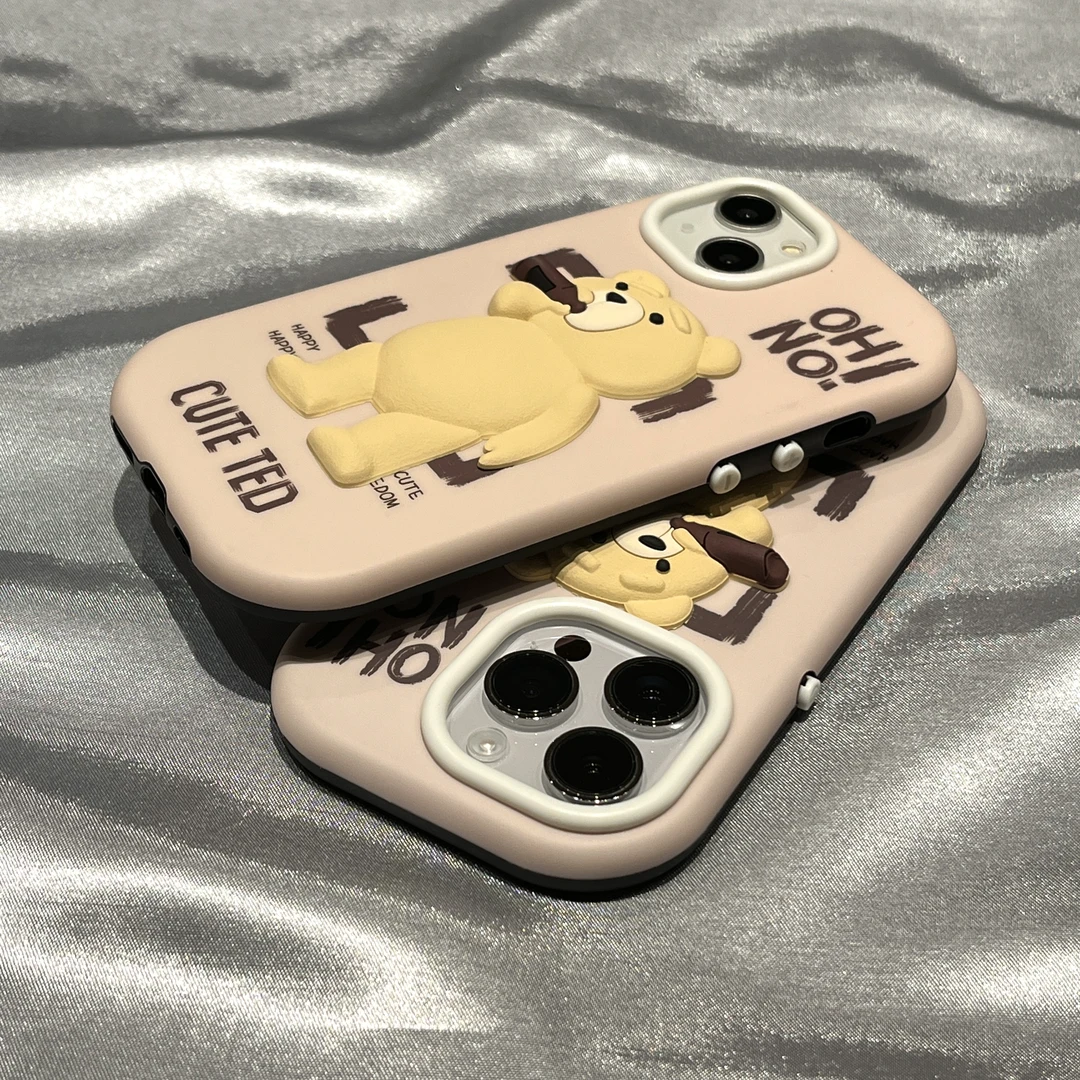 潮牌卡通可爱立体小熊苹果14手机壳iPhone13Promax创意12防摔11女