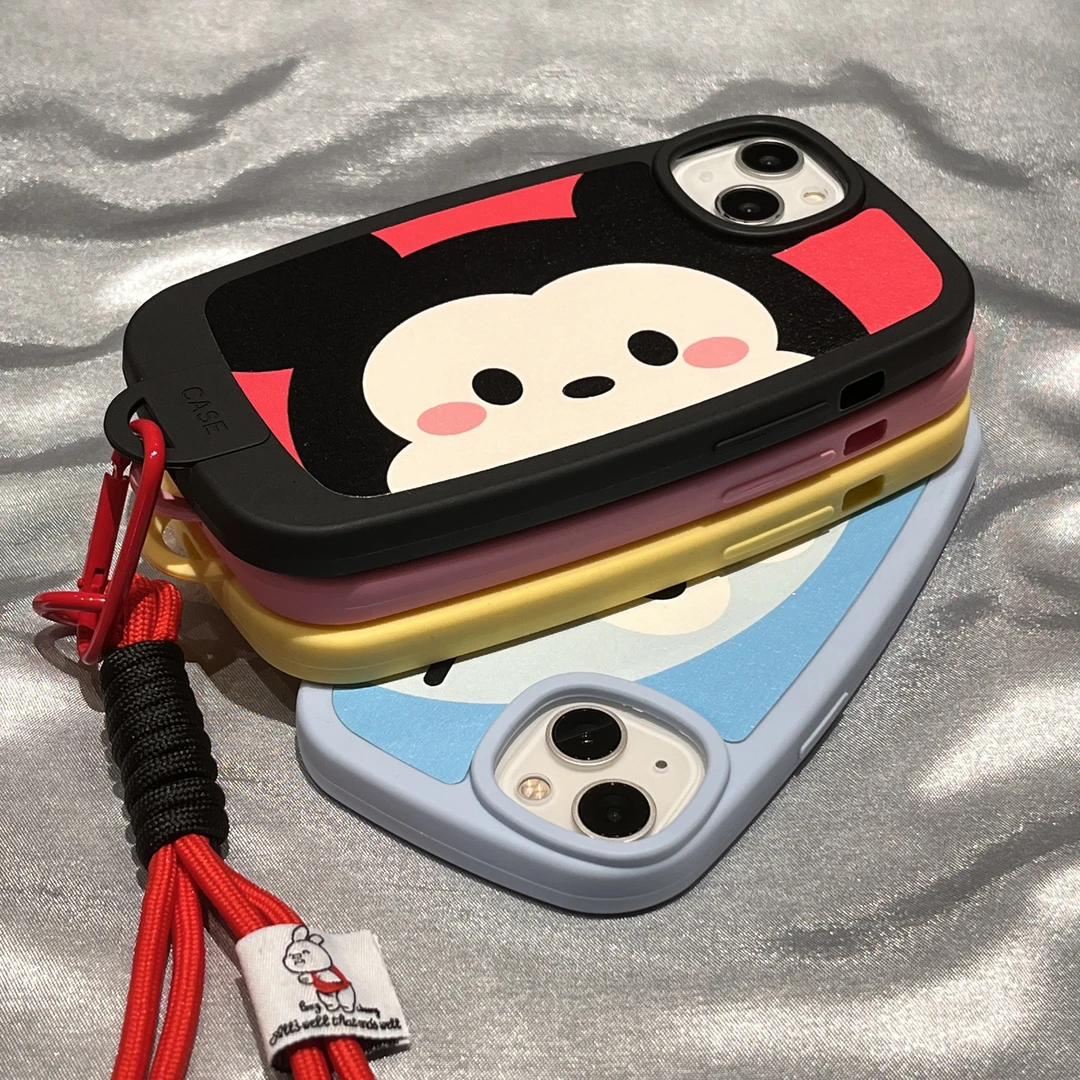 趣味可爱卡通动漫带挂绳适用iPhone15Promax苹果14手机壳13网红软