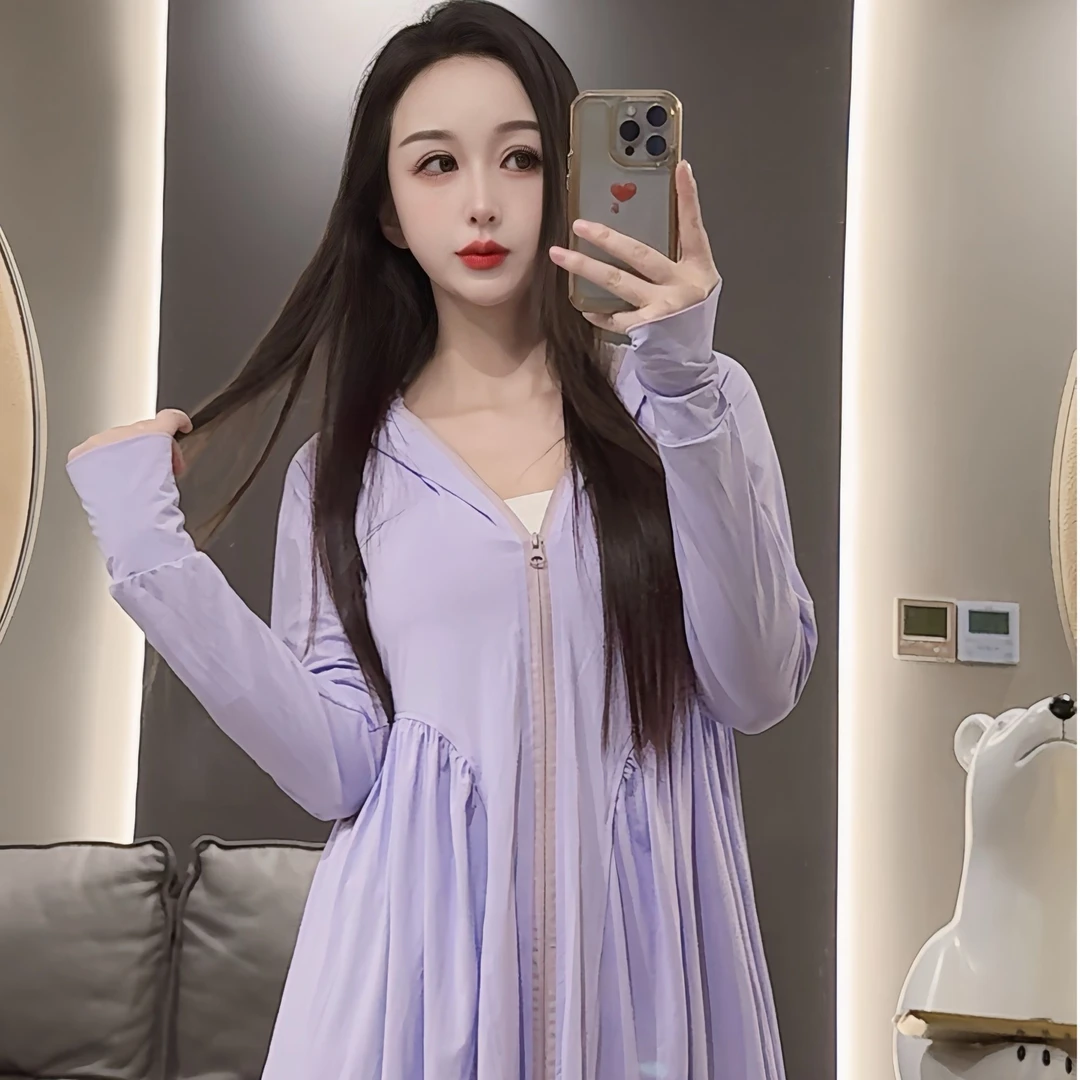正版夏季新款仙女冰凉防晒裙显瘦防紫外线防晒服莫奈花园风
