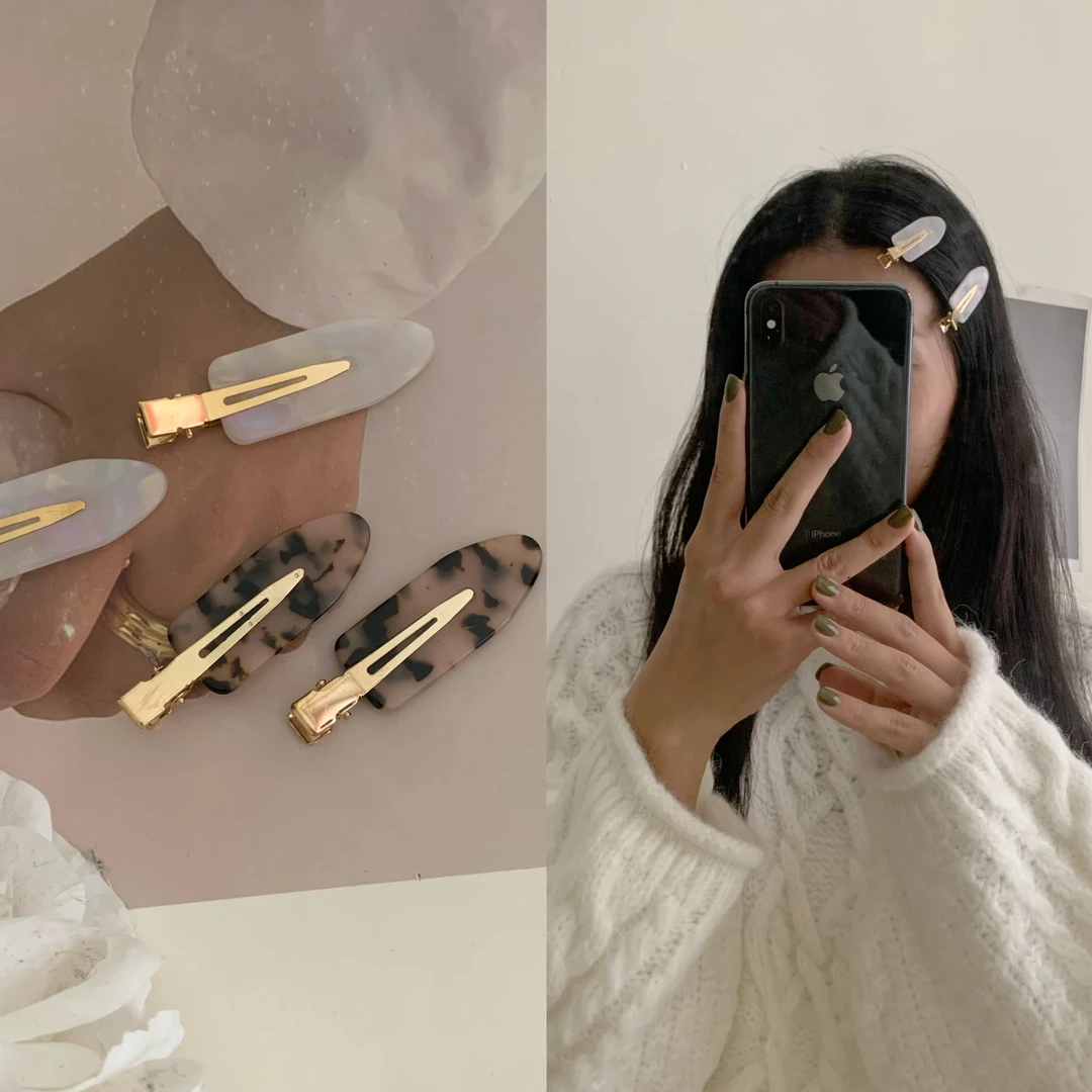 韩版醋酸豹纹无痕发夹侧边刘海夹网红化妆发卡夹子头饰鸭嘴夹ins