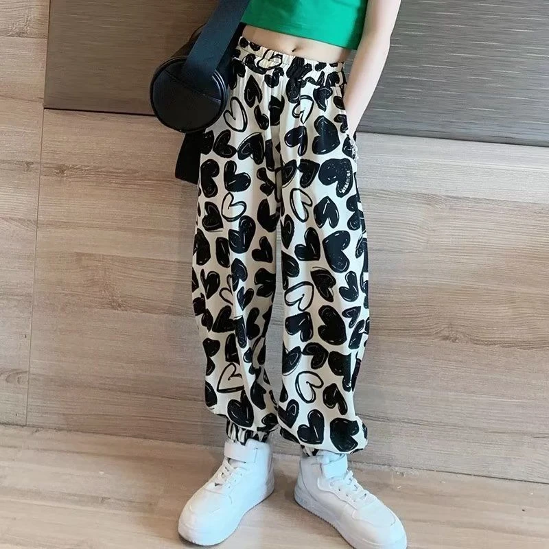 2025新款女童中大童夏季薄款冰凉防蚊裤休闲长裤儿童透气束脚裤