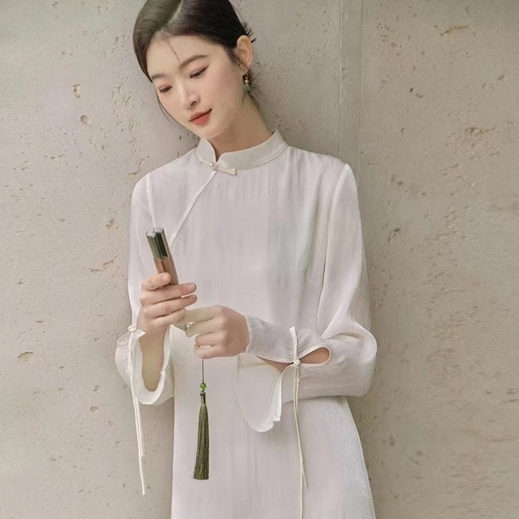 山有色2023中式国风汉服禅意仙女春夏温柔旗袍/C2088