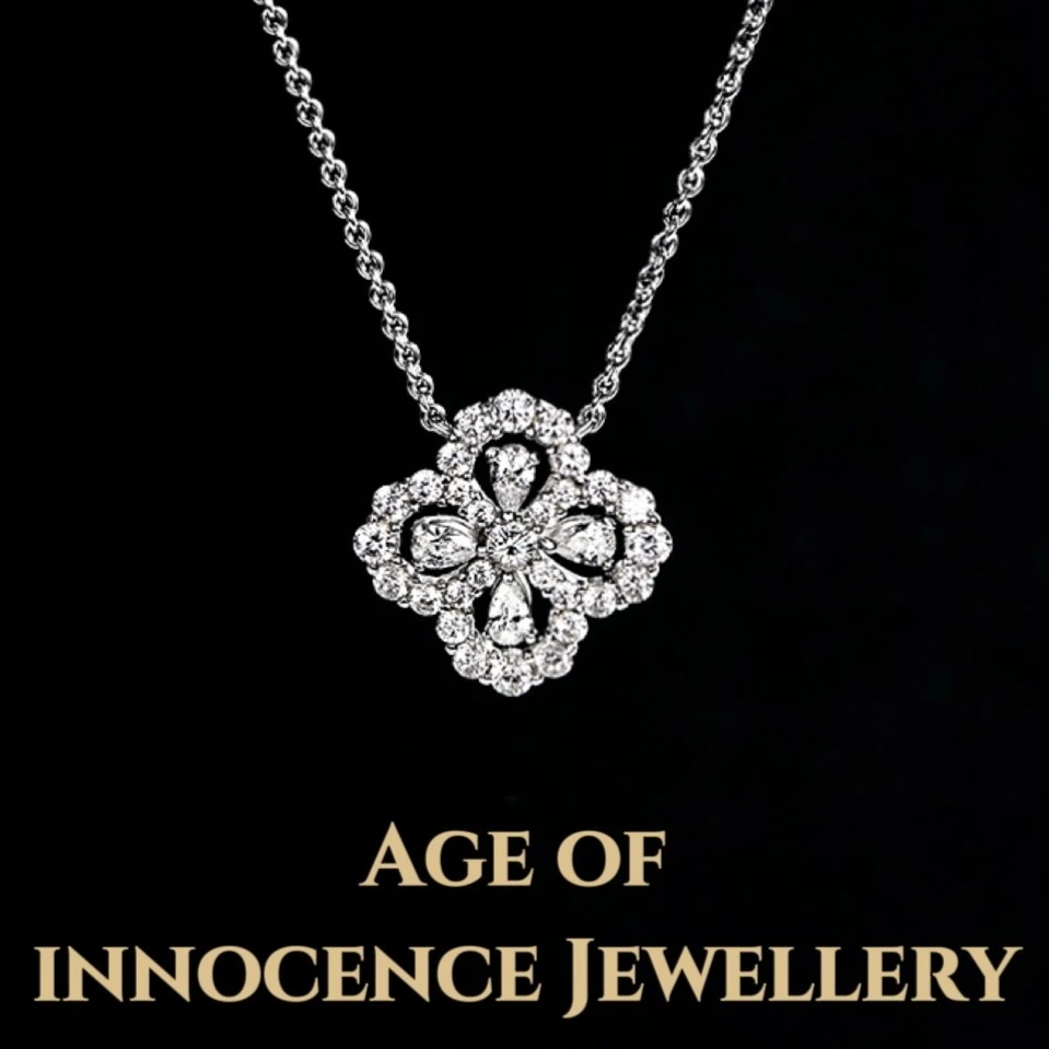 坠链均925银 水滴四叶草 梨型高碳花朵镂空造型镶钻简约时尚项链