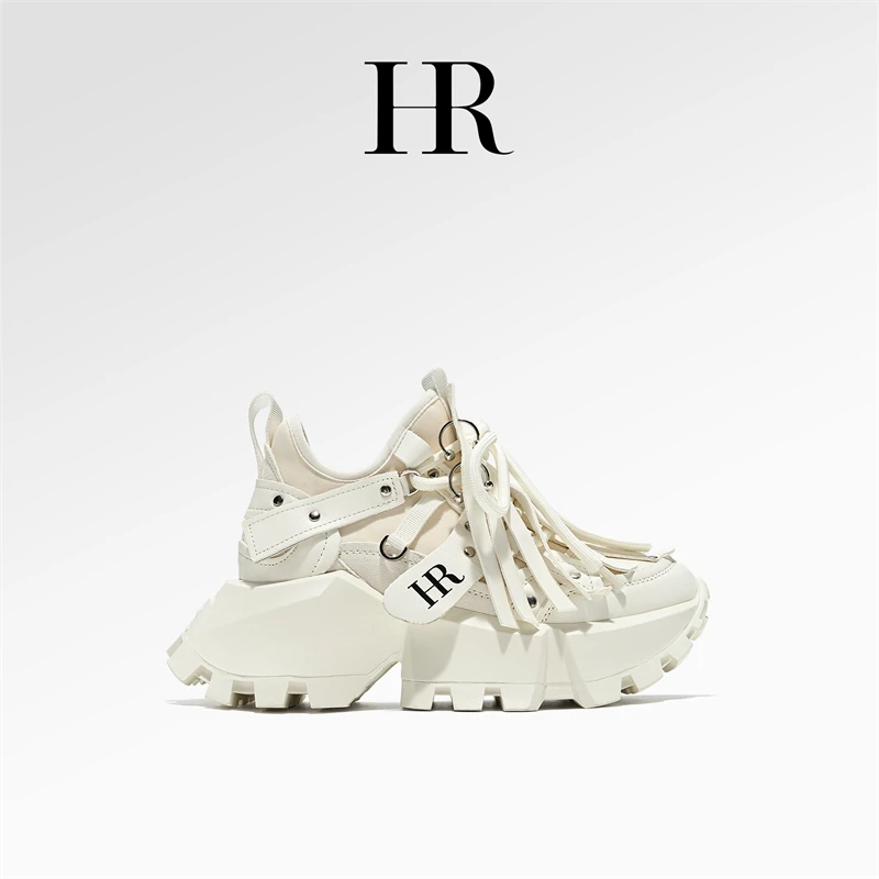 HR/赫莲娜休闲新款白色时尚休闲鞋百搭潮流设计感厚底老爹鞋