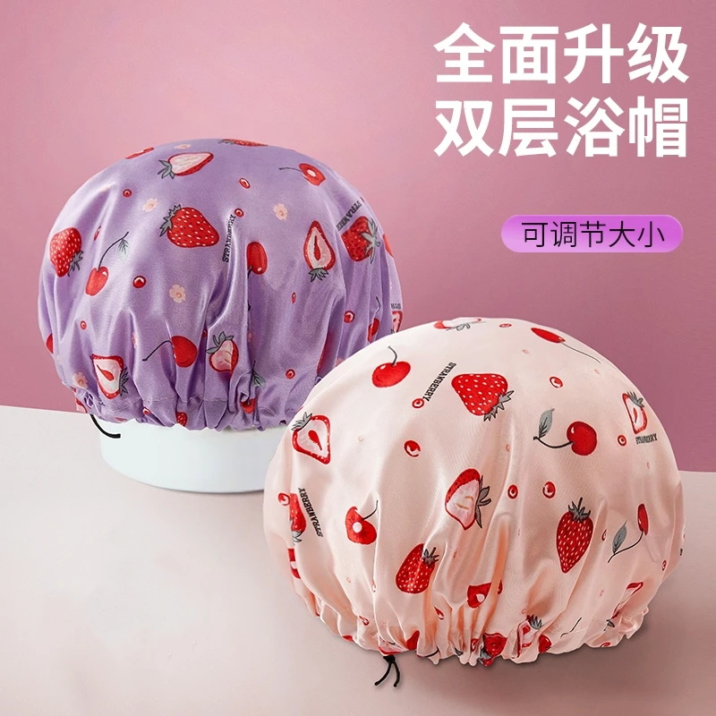 双层浴帽女防水洗澡家用厨房防油烟头套发膜专用成人沐浴帽子新款