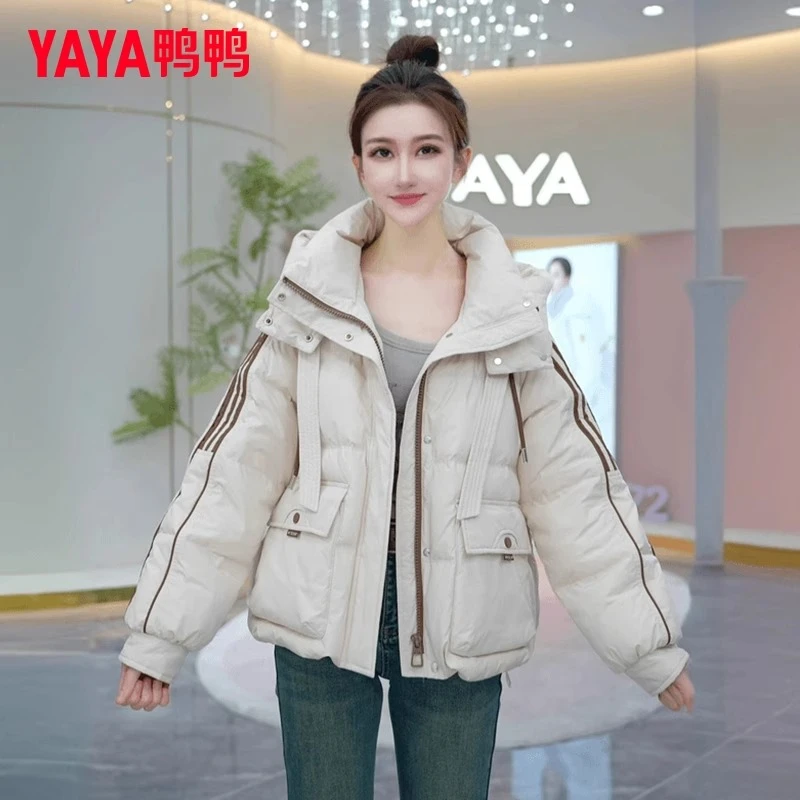 鸭鸭官方正品短款羽绒服女2025冬季新款面包服加厚保暖羽绒外套潮